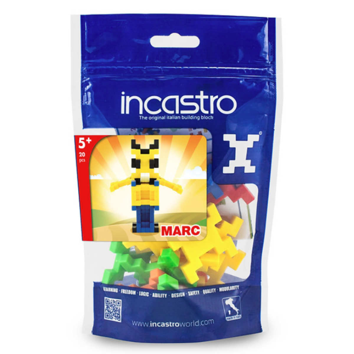 知育玩具 インカストロDoypack Marc20ピース入り （ ブロック オモチャ 宇宙人 5歳以上 イタリア製 知育おもちゃ モッテッソーリ 男の子 女の子 小学生 子供 キッズ 室内遊び 知育 玩具 プレゼント 想像力 集中力 忍耐力 1つの形 ）【39ショップ】