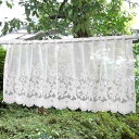 カフェカーテン バラ柄 145×45cm ( カーテン 目隠し レース 窓 ファブリック 洋室 リビング キッチン 子供部屋 小窓 おしゃれ 洗える カットでき...