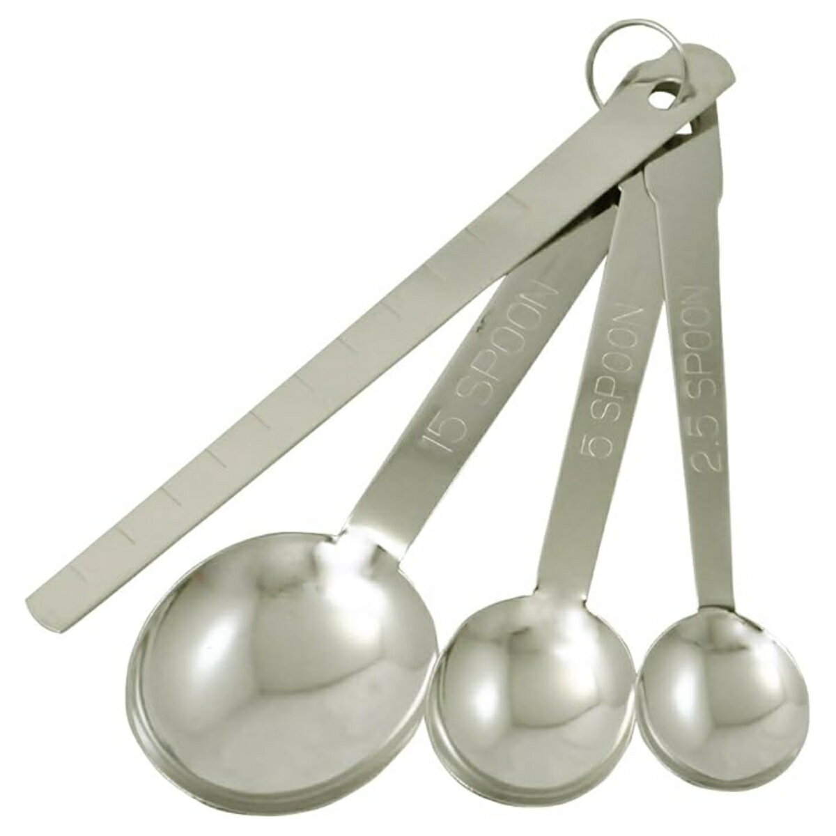 計量スプーン 4点セット 薄型ヘラ付き ステンレス製 貝印 日本製 （ 大さじ 小さじ 小さじ1/2 すりきり メジャースプーン 調味料スプーン セット 食洗機対応 ステンレス 計量 15ml 5ml 2.5ml ）【39ショップ】