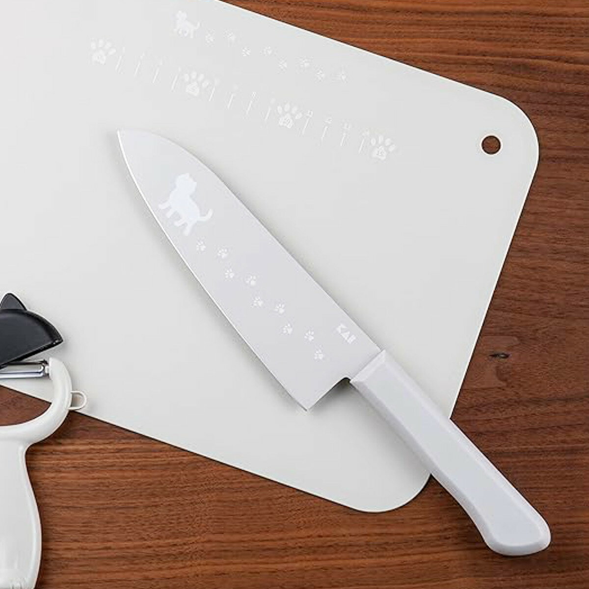 三徳包丁 16.5cm Nyammy ねこの包丁 ステンレス製 貝印 （ キッチンナイフ 料理包丁  ...