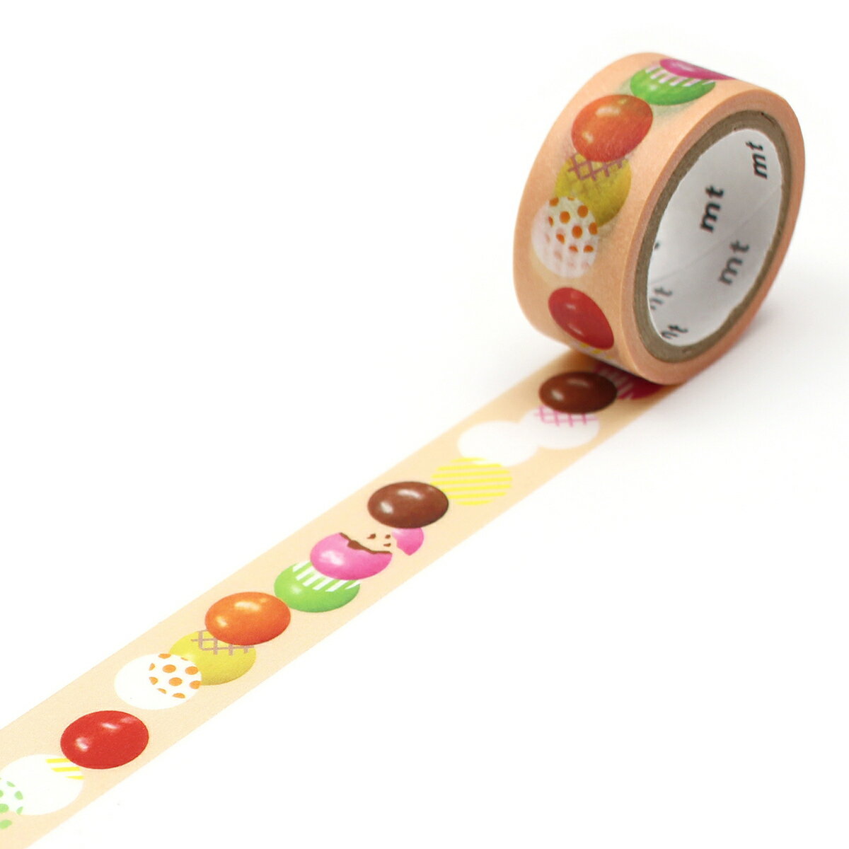 マスキングテープ mt 駄菓子 カラーチョコ 15mm×3m ( マステ カモ井 カモ井加工紙 貼ってはがせる シール ステッカー エムティー ラッピング 手帳...