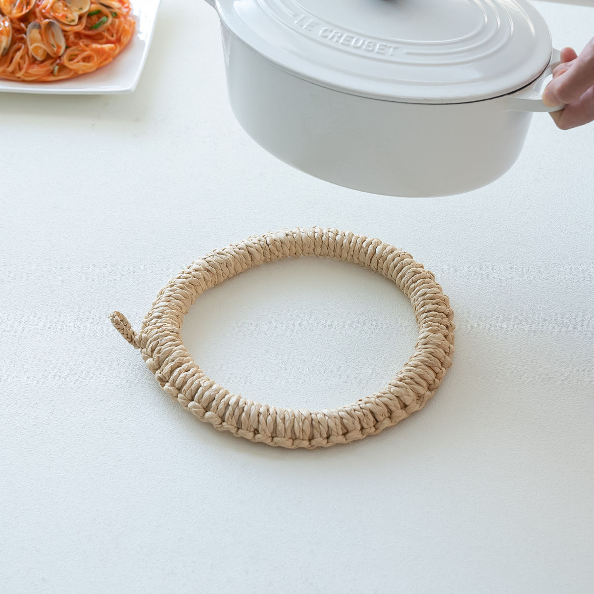 鍋敷き 釜鍋敷 大 直径24cm ( もろこし 鍋しき なべしき ドーナツ型 天然素材 ポットマット トリベット 円形 おしゃれ かわいい 釜敷き 釜しき 丸形...