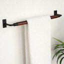 タオルバー アイアン ウッドバータオルハンガー 全長43.5cm ( タオルハンガー 壁付け タオル掛け 天然木 木製 簡単 DIY リフォーム 洗面所 タオルホルダー 壁 ハンドメイド ) 【39ショップ】