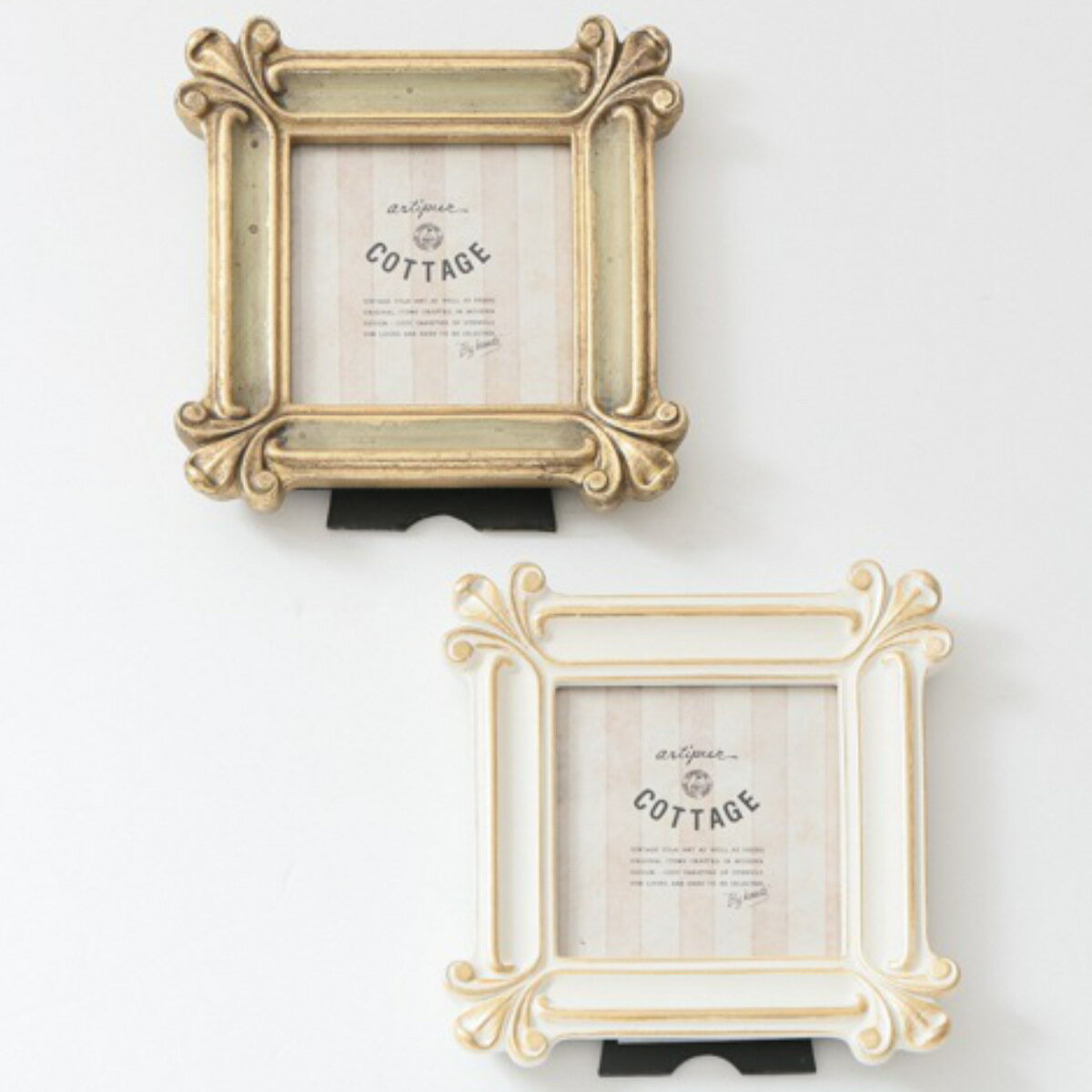 フォトフレーム スクエアミニフレーム レジン （ 写真立て フォトスタンド 写真 フレーム ミニ 小さめ ましかく 正方形 幅12.5cm アンティーク調 ウエディングフォト ましかくプリント 壁掛け 置き型 ウェルカムスペース ）【39ショップ】