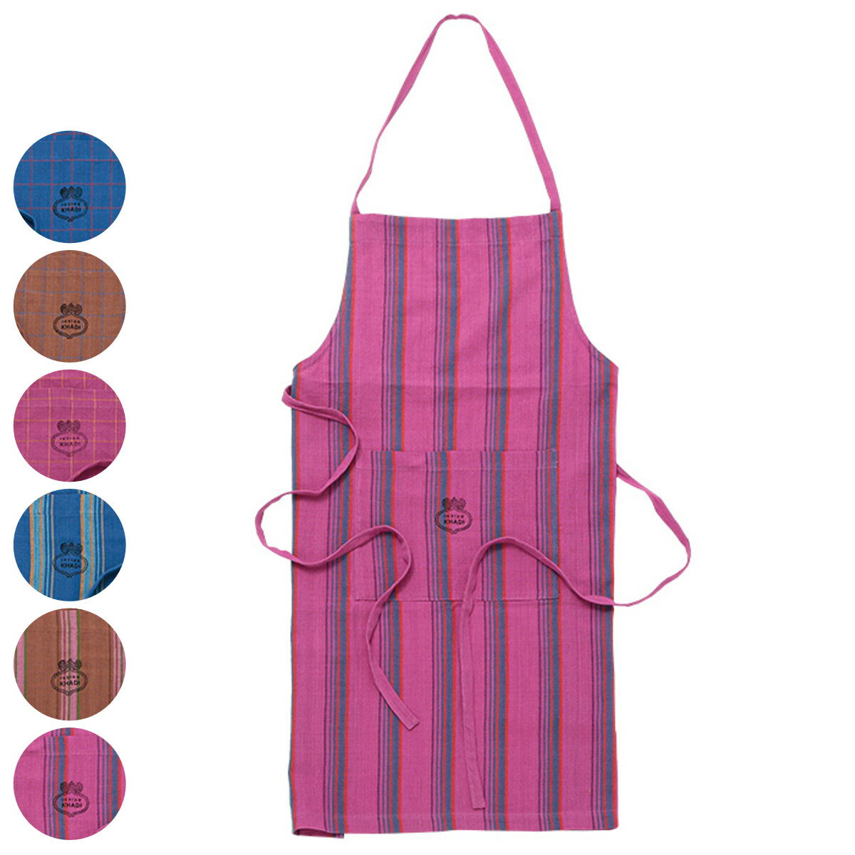 エプロン カディエプロン チェック ストライプ コットン100％ （ キッチンエプロン 綿100％ 首掛け型 胸当てエプロン コットン ポケット付き ビブエプロン 台所エプロン カディ織り 大人用 綿 おしゃれ かわいい 腰ひも レディース ）【39ショップ】