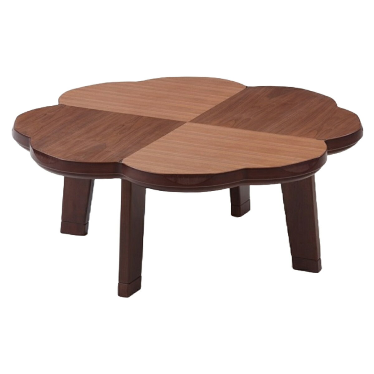 こたつテーブル 継ぎ脚 100×100cm ウォールナット ニュークローバー （ こたつ テーブル リビングテーブル ローテーブル 高さ調節 36.5cm 40.5cm 継ぎ足 コタツ 天然木 木製 日本製 1年中 使える 座卓 おしゃれ ハロゲンヒーター ）【39ショップ】