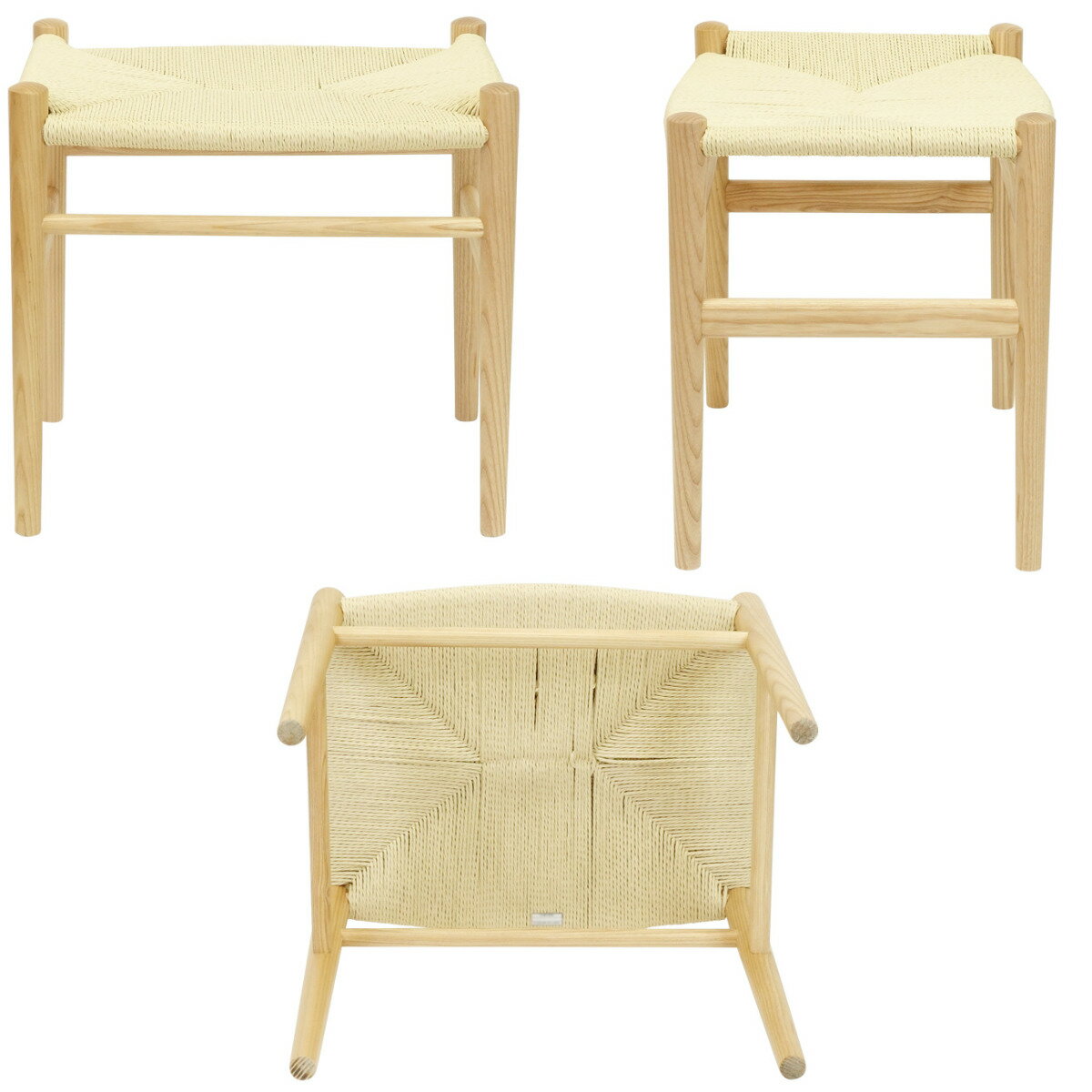 スツール 高さ47cm ペーパーコード アッシュ リボーンスツール ( リプロダクト デザイナーズチェア チェア 椅子 玄関 腰掛け リビング ダイニング 背もたれなし 木製 おしゃれ 北欧 ナチュラル )【39ショップ】 [3]