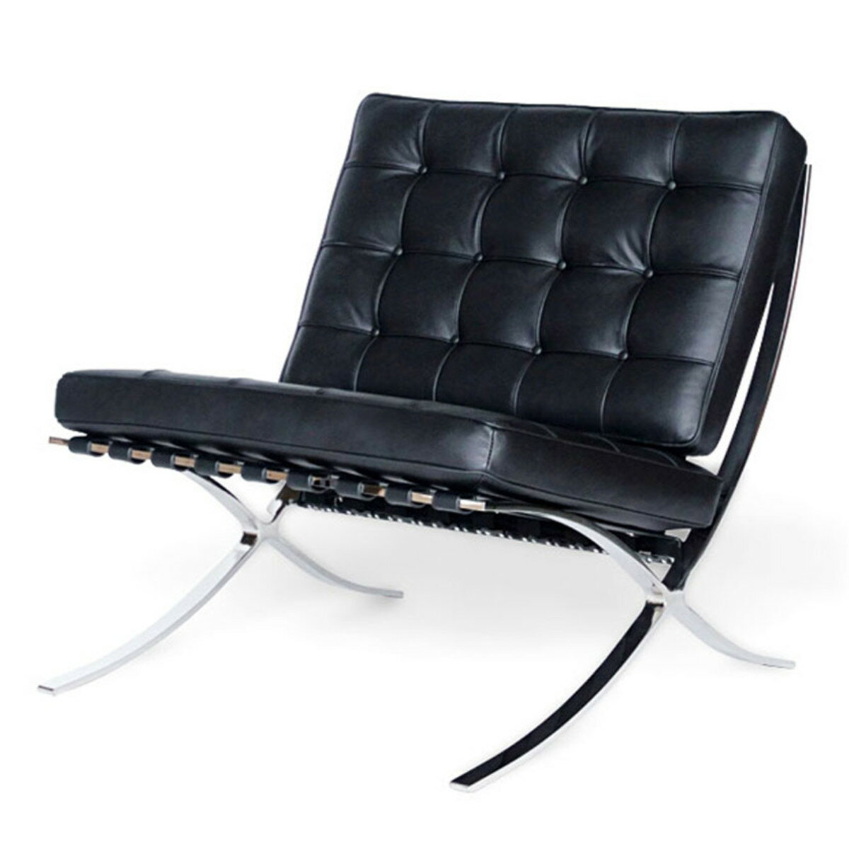 リビングチェア 座面高47cm 本革 バルセロナチェア （ 王様の椅子 レザー リプロダクト デザイナーズチ..