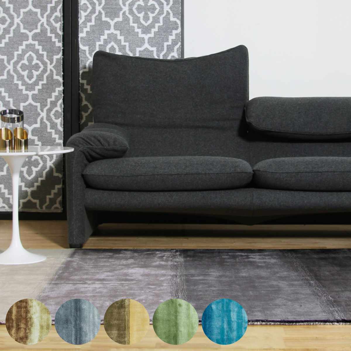 ラグ 手織り フェード FADE 140×200cm ホットカーペット対応 （ ラグマット カーペット 絨毯 じゅうたん 長方形 マット 床暖対応 床暖 床暖房 アクセントラグ 耐久性 ハンドメイド ビスコース ）【39ショップ】