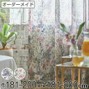 レースカーテン オーダーカーテン ボタニカナウ 1.5倍ヒダ 巾181~200×丈181~200cm ( 送料無料 オーダー サイズオーダー オーダーメイド カーテン レース 2つ山 1cm単位 おしゃれ 防炎 洗濯 可能 洗える 窓 出窓 日本製 リーフ柄 ) 【39ショップ】