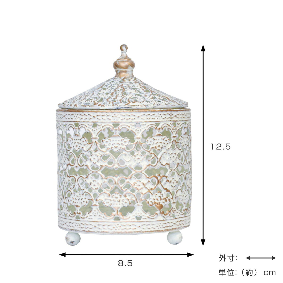 収納ボックス ルーナ 小物入れ グロス ふた付き （ 小物収納 小物 収納 アクセサリー フタ 蓋 小物ケース アンティーク アクセサリー入れ ポプリ ライト LEDキャンドル 容器 レース コスメ 化粧品 おしゃれ ）【39ショップ】 interior-palette-10188820 インテリアパレット サンプル画像3
