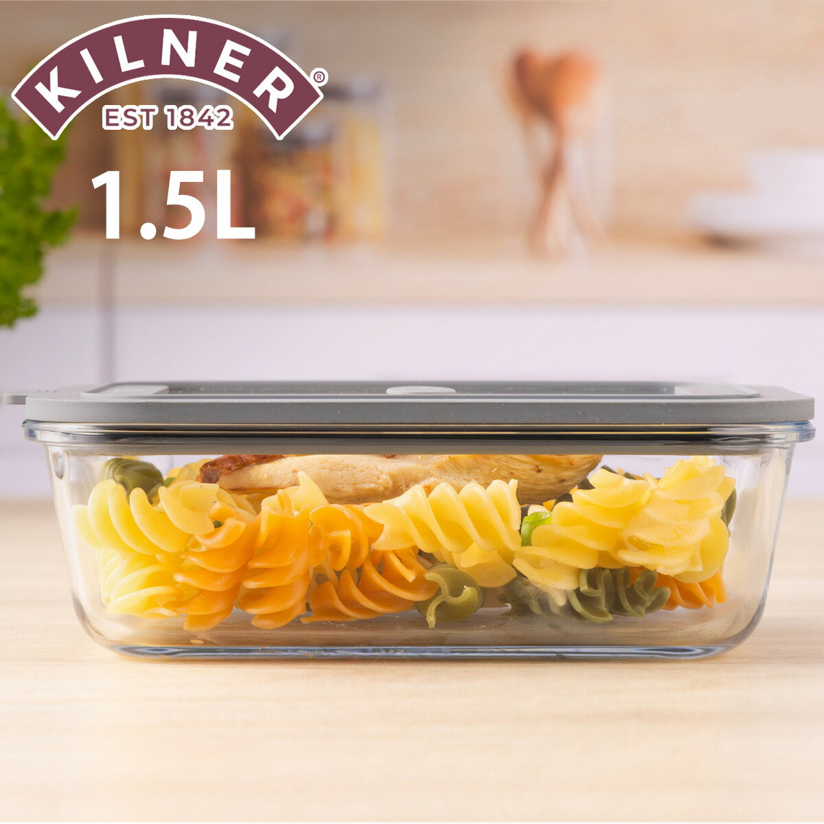 保存容器 KILNER 1.5L New Fresh Storage Rectangle （ キルナー 密閉 密閉容器 ガラス ガラス保存容器 電子レンジ対応 食洗機対応 オーブン対応 密閉保存容器 密閉保存 角型 食品保存容器 1500ml ）【39ショップ】