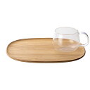 KINTO キントー UNITEA カップ&トレイ 350ml 265mm ウィロー ( ガラス 天然木 耐熱ガラス 電子レンジ対応 食洗機対応 カップ ソーサ...
