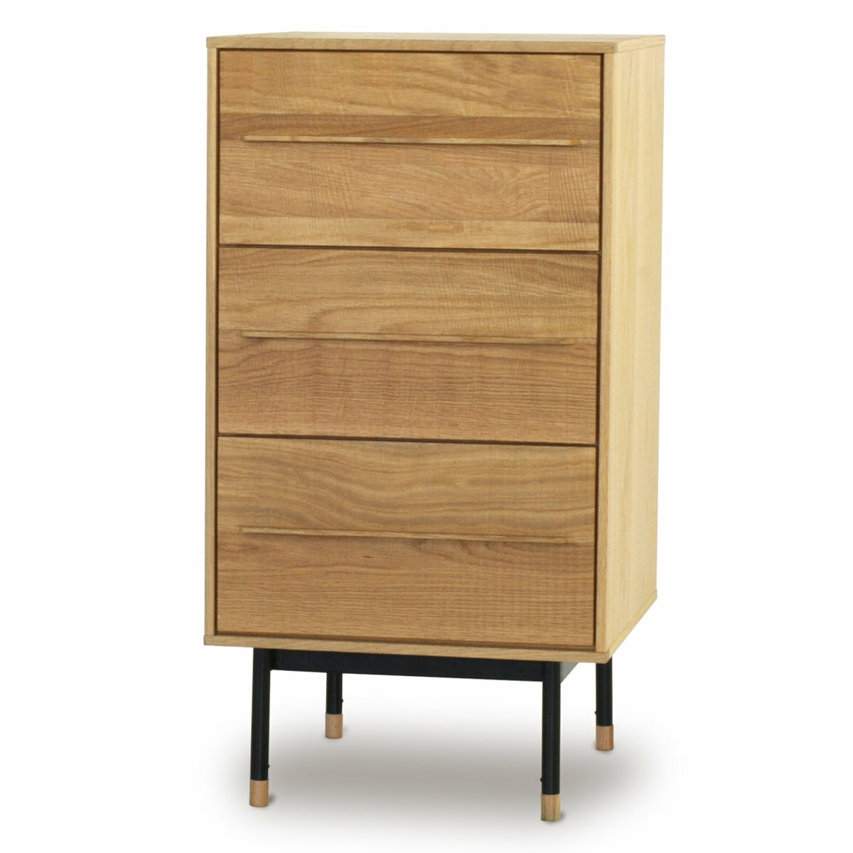 サイドチェスト 3段 ヴィンテージ調 オーク無垢材 鋸目デザイン 幅45cm （ 開梱設置 チェスト 引き出し..