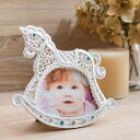 フォトフレーム ベビー CROCHET BABY FRAME Pearl White Horse （ 写真立て 写真たて ベビーフレーム ベビーフォトフレーム 写真 フォト 赤ちゃん 上品 高級感 卓上 プレゼント パールホワイト かわいい おしゃれ ） 【39ショップ】