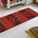キッチンマット wash+dry ウォッシュアンドドライ Hot Chili 屋内屋外兼用 60×180cm ( 台所マット 洗える ウォッシャブル キッチン ...