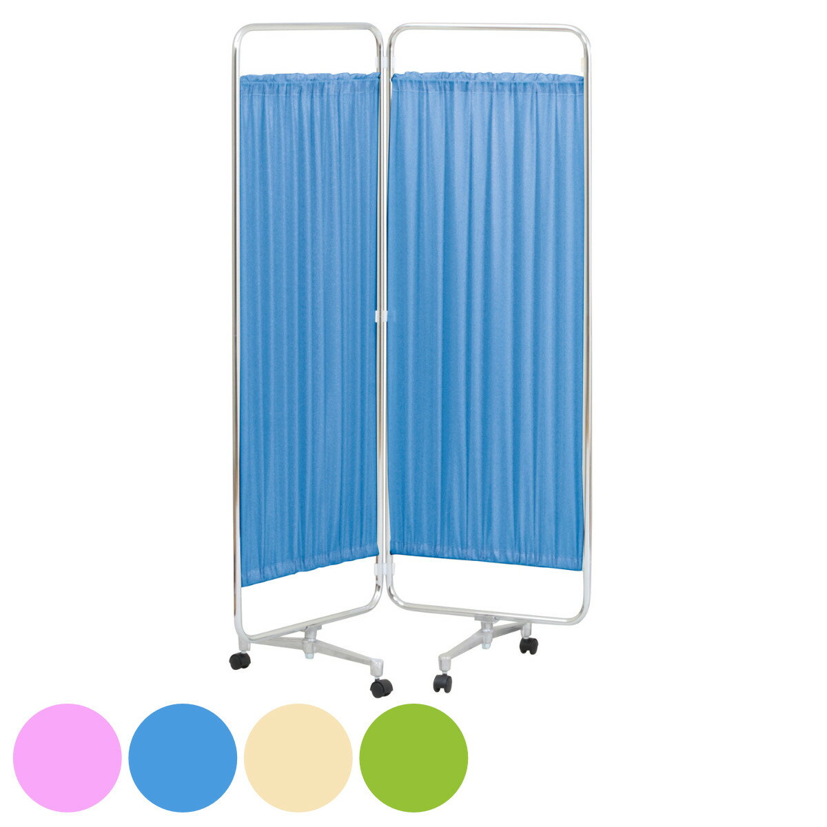 【法人限定】 パーテーション スクリーン衝立 二ツ折 高さ156cm （ 送料無料 間仕切り 2連 目隠し 衝立 自立 キャスター 脚 移動 布 仕切り スクリーン 法人 病院 介護施設 医務室 保健室 オフィス 学校 日本製 ） 【39ショップ】