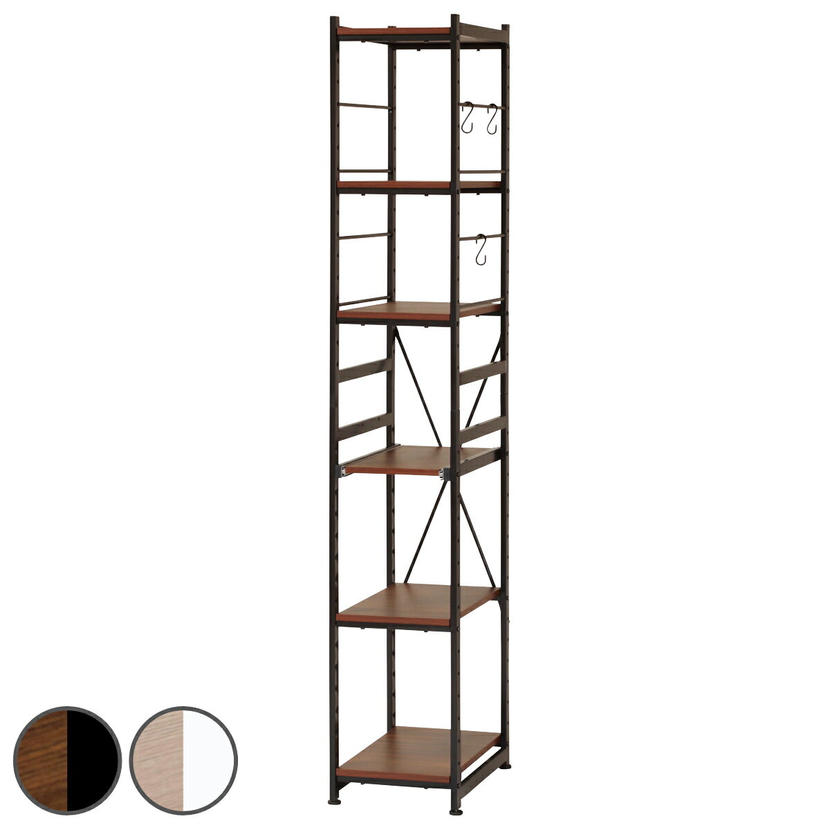 楽天インテリアパレットキッチンラック 幅30cm スライド棚 スチール S字フック3個付き SARA （ 食器棚 収納 家電ラック キッチンボード 収納ラック おしゃれ オープン収納 棚 スリム フック付き ブラウン ナチュラル ）【39ショップ】