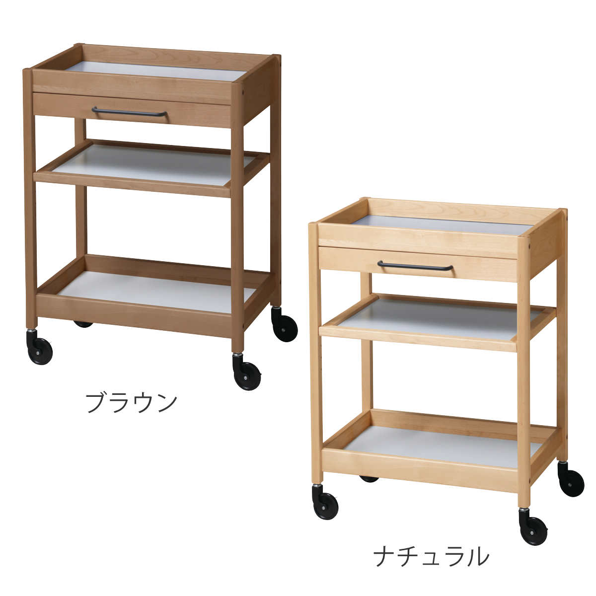 キッチンワゴン 幅60cm TORE 引き出し付き 天然木 可動棚 キャスター付き （ ワゴ...