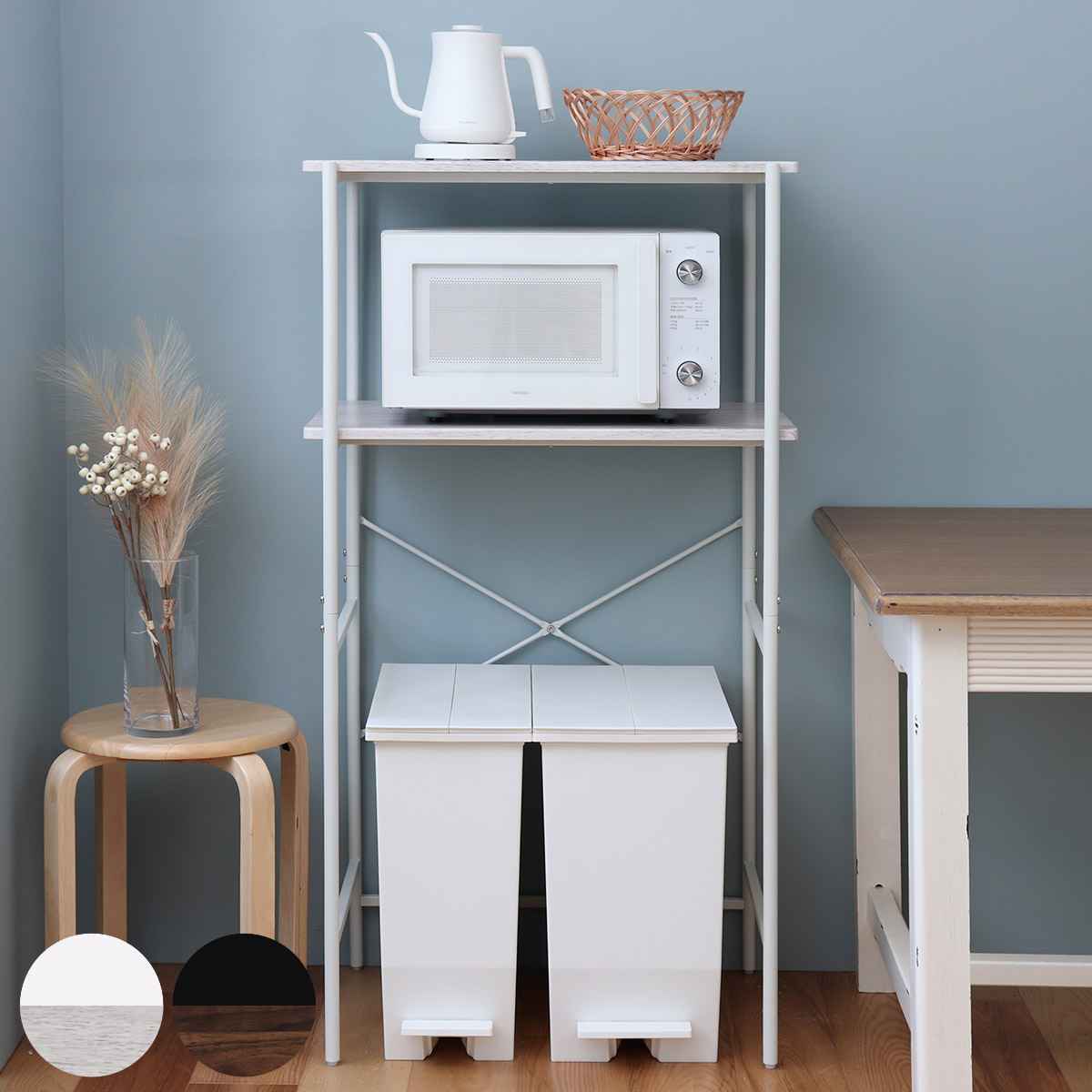 ゴミ箱上ラック 幅66cm 2段 （ アジャスター付き キッチンラック レンジラック ごみ箱上ラック ...