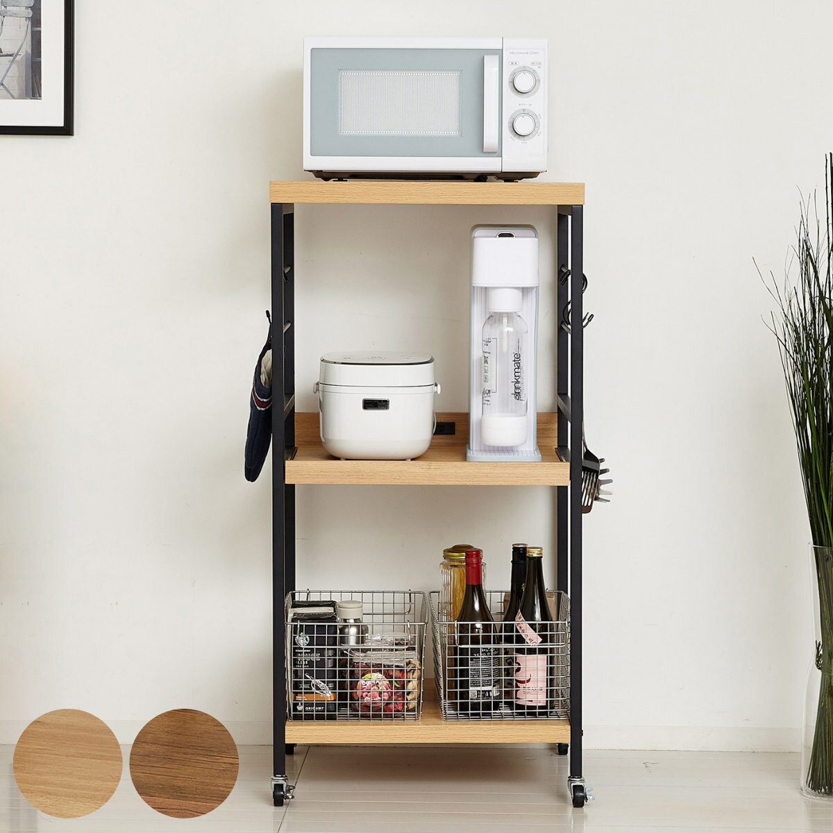 キッチンワゴン 3段 ヴィンテージ調 ART 幅55cm （ キッチン 収納 台所 ワゴン キャスター キッチン収..