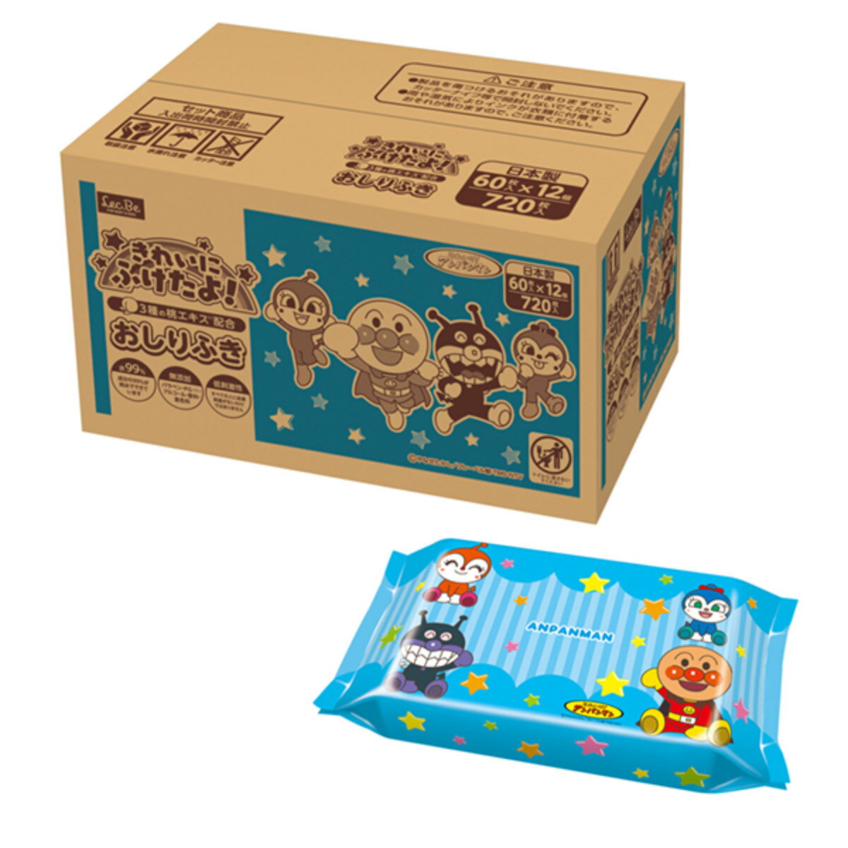 おしりふき 60枚×12個組 アンパンマン （ 純水99％ 日本製 おしり拭き ウェットシート ウェ ...