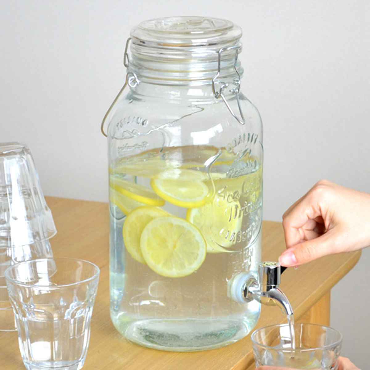 ドリンクサーバー 4L ガラス 蛇口付き 6個セット ( 梅酒 果実酒 ウォーターサーバー ガラス瓶 ガラス製 瓶 ドリンクディスペンサー サングリア ジュース...