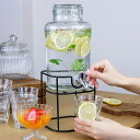 ドリンクサーバー3L スタンド付 ガラス 蛇口付き 6個セット ( 梅酒 果実酒 ウォーターサーバー ガラス瓶 ガラス製 瓶 ドリンクディスペンサー サングリア ジュース作り )【39ショップ】
