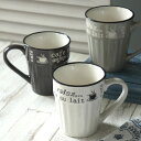 マグカップ 380ml enjoy cafe 食器 洋食器 コップ 陶器 ( 電子レンジ対応 食洗機対応 カップ マグ 白 黒 コーヒーカップ おしゃれ かわい...
