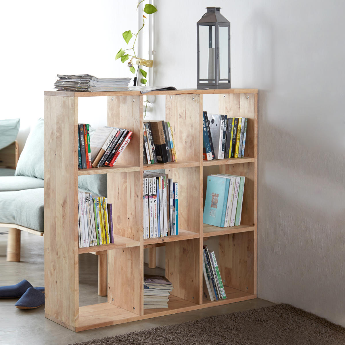 オープンシェルフ 3×3 幅109cm ラバーウッド 無垢材 （ シェルフ オープンラック 天然木 NATURAL SIGNATURE 木製 シンプル 飾り棚 ラック 棚 ）【39ショップ】