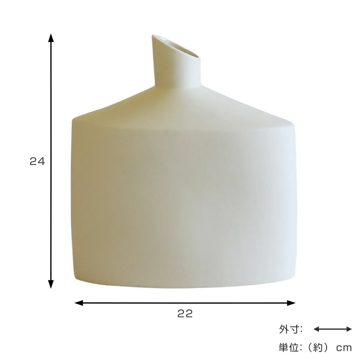 花瓶 CACCIA9 CINQUE 陶器 ( 花びん 花器 ベース 無地 一輪挿し フラワー 花 飾る 変形 カッチャナイン ボトル 植物 切花 花束 ドライフラワー 野草 インテリア おしゃれ 卓上 床置き マット 白 オブジェ ) 【39ショップ】 [3]