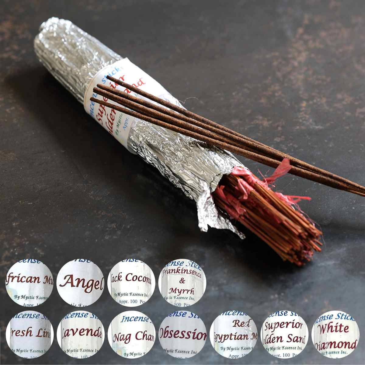 お香 MYSTIC ESSENCE INC インセンス スティック （ 約100本入り ミスティック エッセンス リラックス リーズナブル アルコールフリー 天然由来オイル 約1時間 27cm 自然素材 香り 癒し リラックス効果 リビング ルームフレグランス ）【39ショップ】
