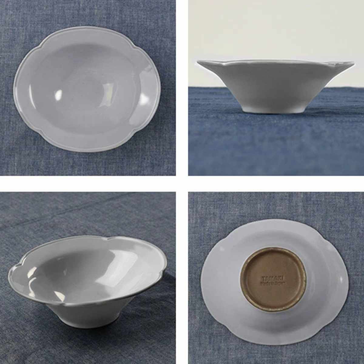 ボウル 16cm オーバル プリンセス Calin 皿 洋食器 陶器 日本製 3個セット （ 電子レンジ対応 食洗機対応 リム皿 木瓜 輪花 お皿 小鉢 リム鉢 スープ皿 シリアルボウル スープボウル おしゃれ 食器 グレー モノトーン ）【39ショップ】 interior-palette-10093608 インテリアパレット サンプル画像3
