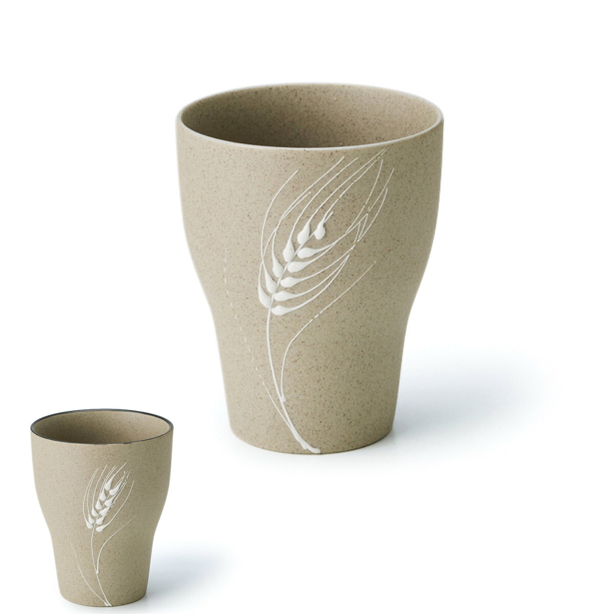 コップ 麦 ビアカップ （ 8.5cm 350ml タンブラー 食器 食洗機対応 電子レンジ対応 磁器 手描き 麦模様 一珍 手仕事 …