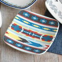 プレート 15cm スクエア ウィークエンド クロス 洋食器 硬質陶器 5枚セット ( 皿 食器 器 お皿 電子レンジ対応 食洗機対応 正方形 オーブン対応 小皿 レトロ オシャレ ネイティブ柄 四角 )【39ショップ】