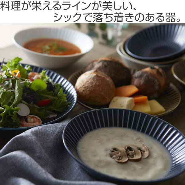 プレート 23cm ライン カレー＆パスタ 磁器 食器 同色5枚セット （ 食洗機対応 電子レンジ対応 皿 お皿 丸皿 パスタ皿 カレー皿 パスタカレー パスタ カレー パスタプレート 中皿 大皿 器 洋食器 和食器 おしゃれ ）【39ショップ】