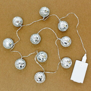 ガーランド ライト 2WAY LEDフラッシュライト ミラーボール 10球 ( デコレーション ライト LED イルミネーションライト led 電池式 USB 飾り 電飾 ストリングライト 誕生日 キャンプ クリスマス ハロウィン 室内 )【39ショップ】