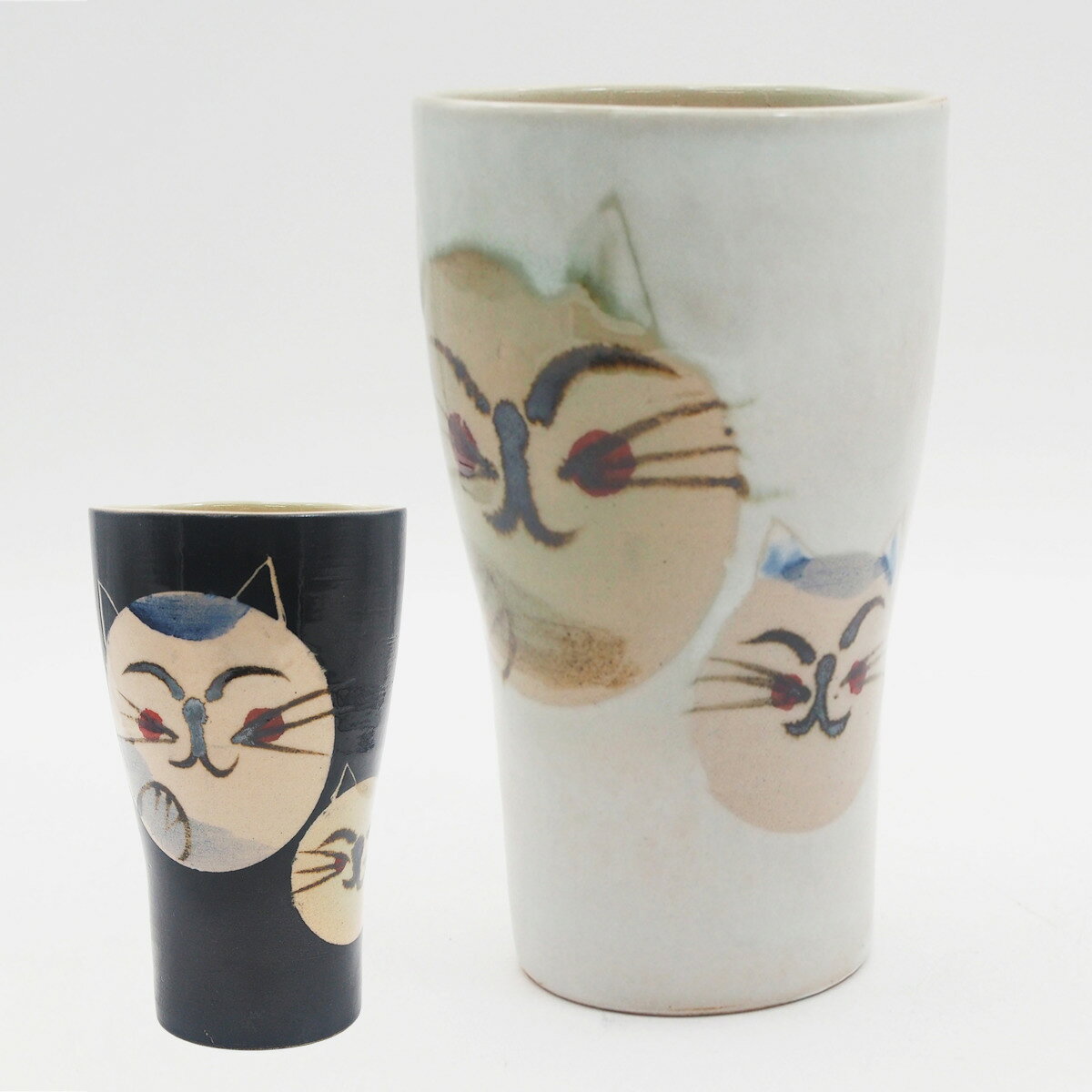 ビアカップ S L Couple Cats （ 350ml 600ml 電子レンジ対応 陶器 ビール ビアタンブラー コップ カップ タンブラー 食器 日本製 キャット ねこ 動物 アニマル かわいい 水彩 イラスト ）