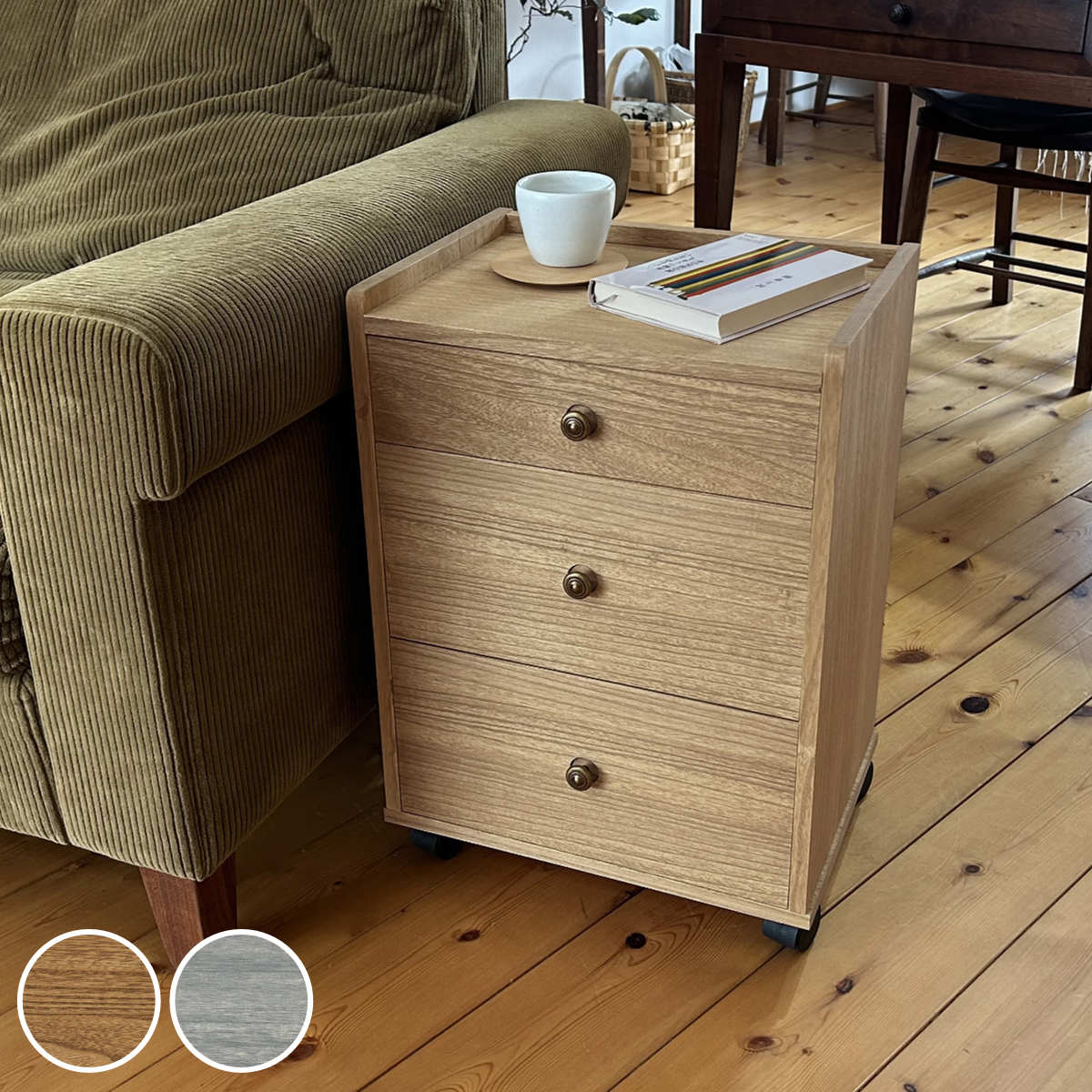 総桐チェスト 幅40cm 浅深3段 キャスター付 A4収納 日本製 （ チェスト 総桐 多段チェスト 天然木 A4 ..