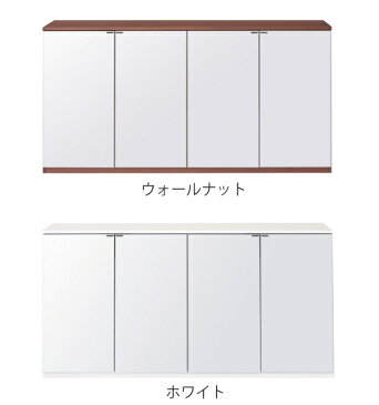 キャビネット リビング収納 ハーフミラー扉 背面化粧 エディス 幅165cm ( 送料無料 ワイドキャビネット ラック 収納ラック 収納 サイドボード 扉付き 日本製 完成品 収納棚 モダン 高級感 ウォルナット 白 おしゃれ )【39ショップ】