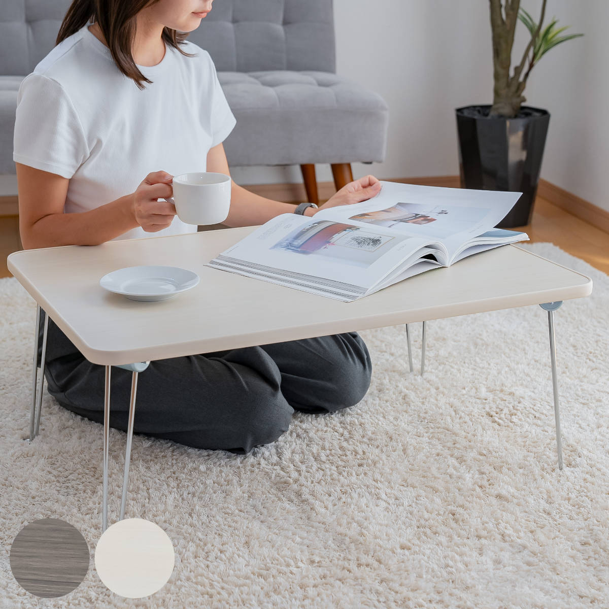 テーブル 折りたたみ 幅75×奥行51cm パレットテーブル ( 木目調 簡易 コンパクト サブテーブル ミニテーブル リビング ローテーブル センターテーブル...