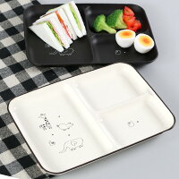 ランチプレート 27cm あにまる・わーるど 皿 食器 子供用食器 プラスチック 日本製 ( 食洗機対応 電子レンジ対応 ランチ皿 子供用 仕切り皿 四角 仕切皿 子ども キッズ ワンプレート 白 黒 モノトーン )【39ショップ】