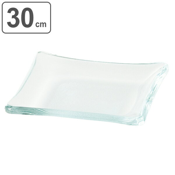 プレート 30cm L 反り角 M.STYLE グランデヴェートロ 皿 食器 ガラス製 （ 大皿 角 スクエア プラター 大皿料理 盛皿 ガラス メインディッシュ ワンプレート メイン皿 盛り込み ガラス皿 おしゃれ モダン ） 【39ショップ】