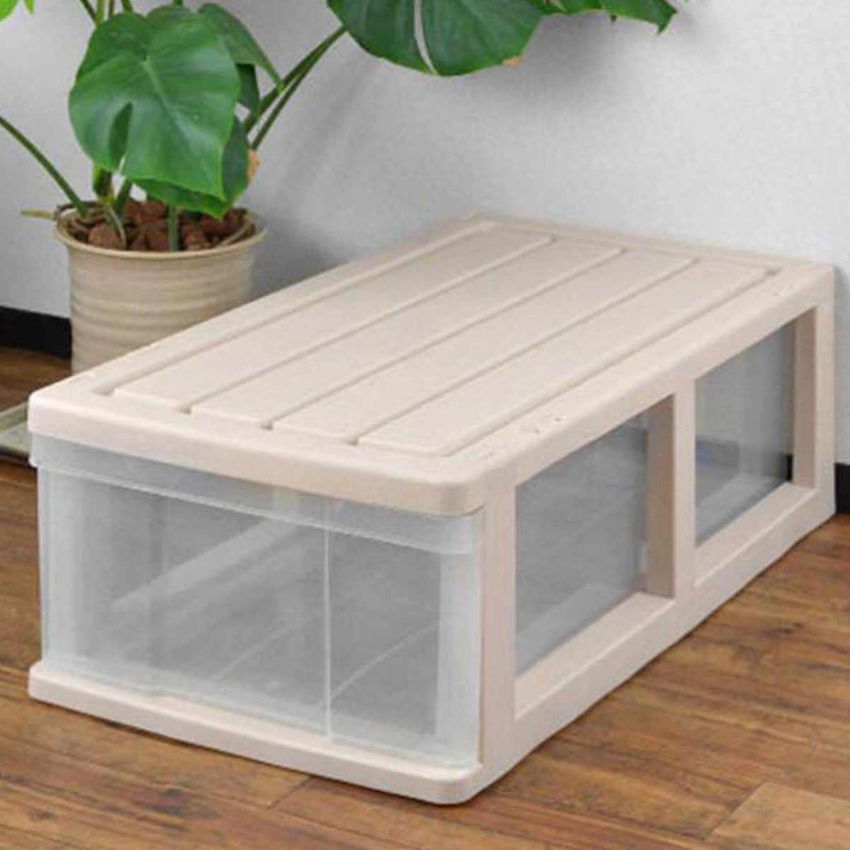 収納ケース 押入れ収納ケース 1段 引き出し 奥行74cm ベージュ プラスチック 幅39×奥行74×高さ24.2cm （ 押入れ収納 収納ボックス 収納 衣装ケース 日本製 押し入れ スタッキング 連結 衣類ケース クローゼット収納 押入れ ）【39ショップ】