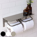 トイレットペーパーホルダー Abel ダブル ( ペーパーホルダー アイアン DIY 棚付き 収納 スマホテーブル トイレ 紙巻き器 ホルダー 棚 2連 ) 【...