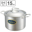 寸胴鍋 半寸胴鍋 IH対応 約1.7L 15cm 業務用 ニューキングデンジ ( 送料無料 ガス火対応 両手鍋 目盛り付き ステンレス鍋 フタ付き 深型鍋 厨房...