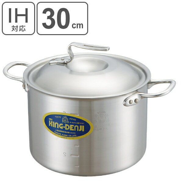Ih Incompatible - 寸胴鍋 半寸胴鍋 IH対応 約14L 30cm 業務用 ニューキングデンジ （ 送料無料 ガス火対応 両手鍋 目盛り付き ステンレス鍋 フタ付き 深型鍋 厨房用品 厨房器具 業務用鍋 鍋 なべ オール熱源対応 ） 【39ショップ】