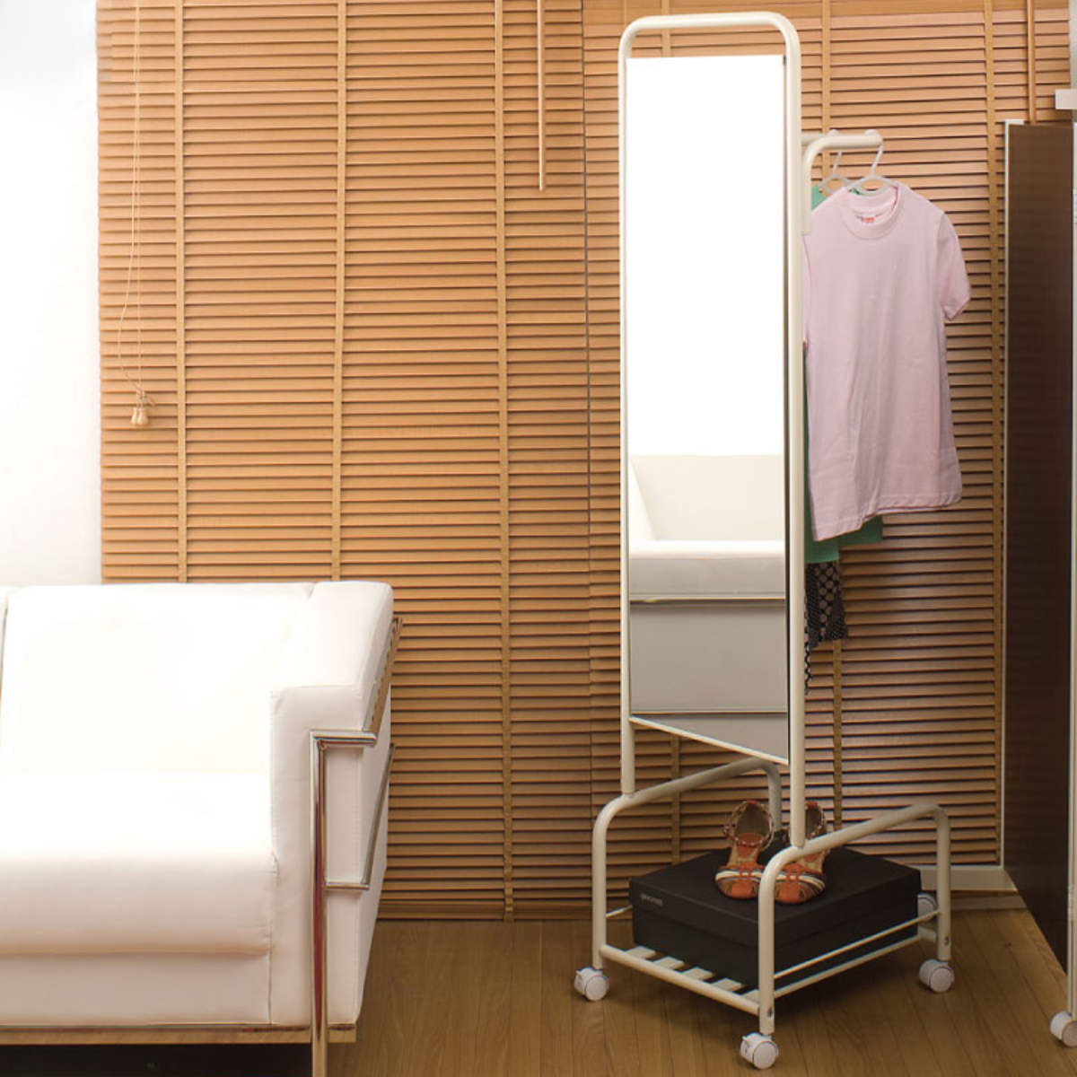 ミラーハンガー 幅41cm ハンガーラック キャスター付 日本製 ( ミラー ハンガーラック 収納 コート掛け ハンガー 姿見 鏡 スタンドミラー 両面 コート...