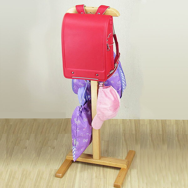 ランドセルスタンド 木製 ランドセル スタンド ハンガー ( 送料無料 ランドセルラック ナチュラル フック ポールハンガー 収納 フック付き 掛ける 玄関収納...