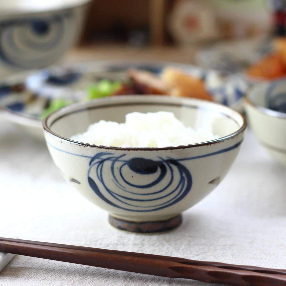 お椀 民彩渦紋 茶碗 11.5cm 日本製 （ 磁器 美濃焼 器 うつわ 電子レンジ対応 食洗機対応 食器 おしゃれ かわいい 茶わん ）【39ショップ】
